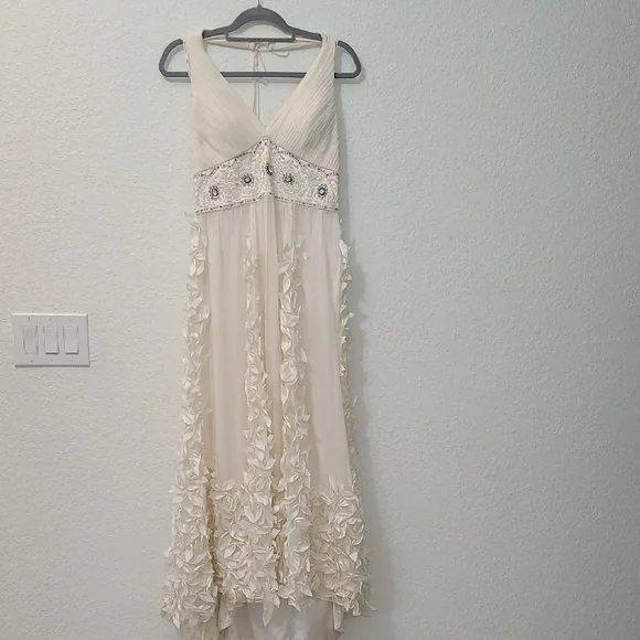 Sue Wong Nocturne Silk Dress Elegant Cream Floral Dress Wedding Party Size 10 - Picture 2 of 15